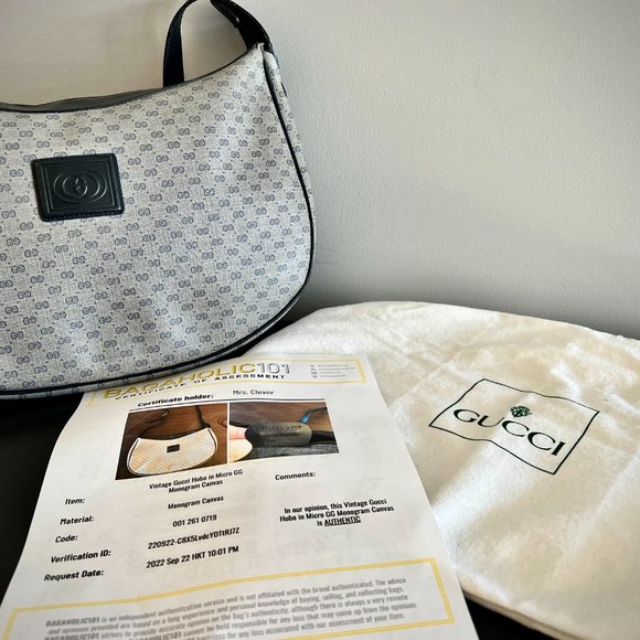 Gucci GG Vintage Hobo in Micro Monogram Canvas Navy/Gray - Picture 12 of 13